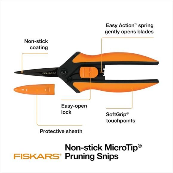 Micro-Tip Rose Pruning Shears, 6" Garden Shears Non-Stick Coated Stainless Steel - Picture 2 of 7